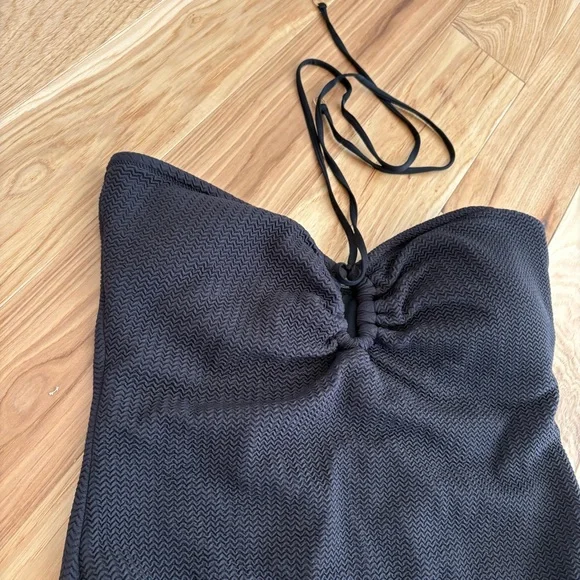 SEAFOLLY Sea Dive Halter Bandeau One Piece Swimsuit Black Vacation Beach Size 12 - Picture 3 of 8